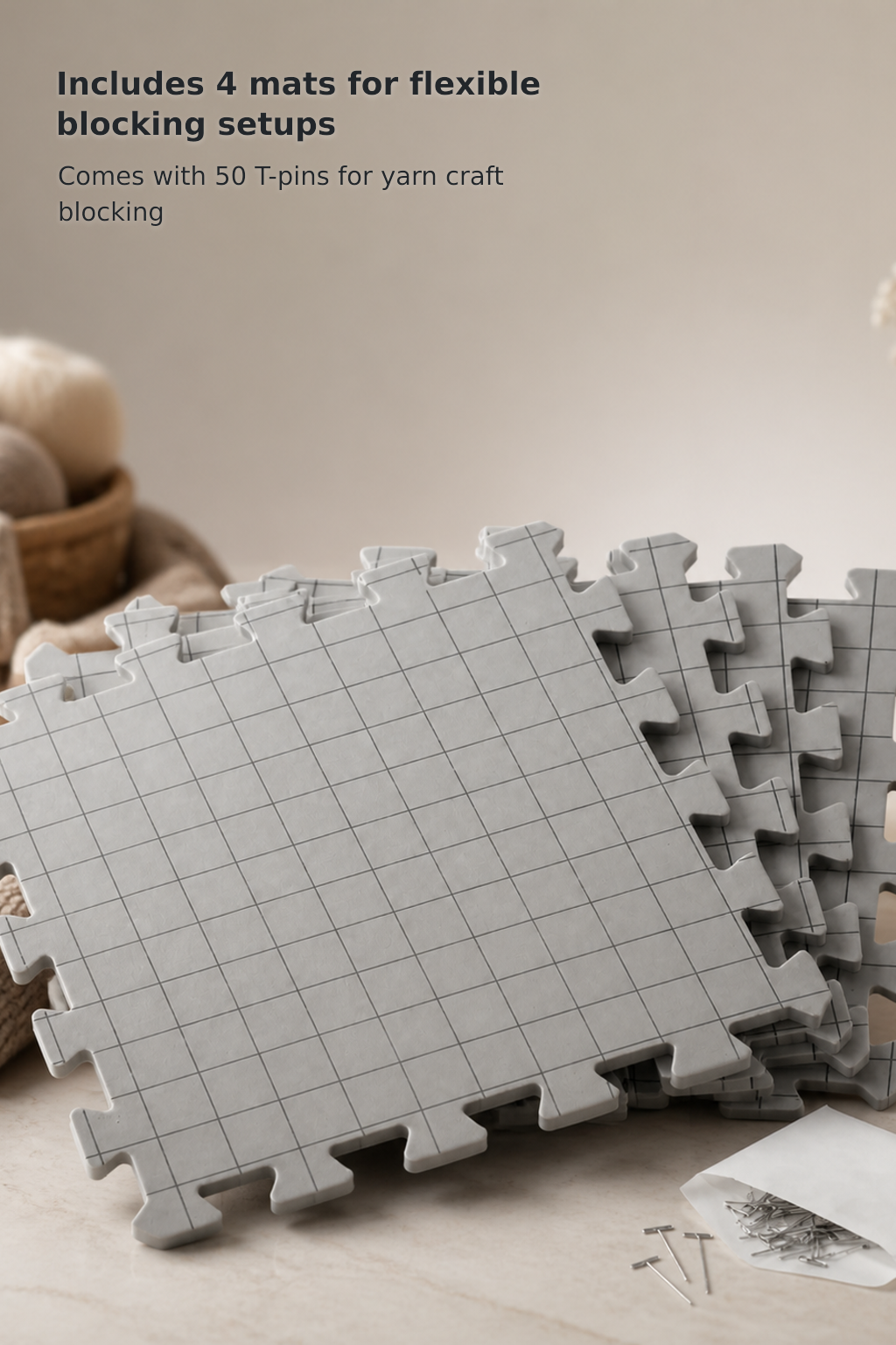 4-Piece Interlocking Knitting Blocking Mat Set